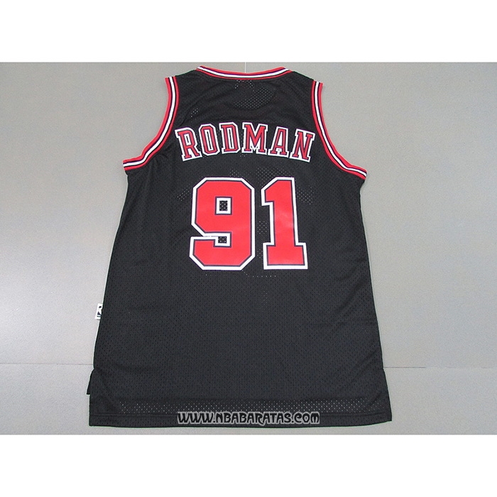 Camiseta Chicago Bulls Dennis Rodman #91 Mitchell & Ness 1997-98 Negro
